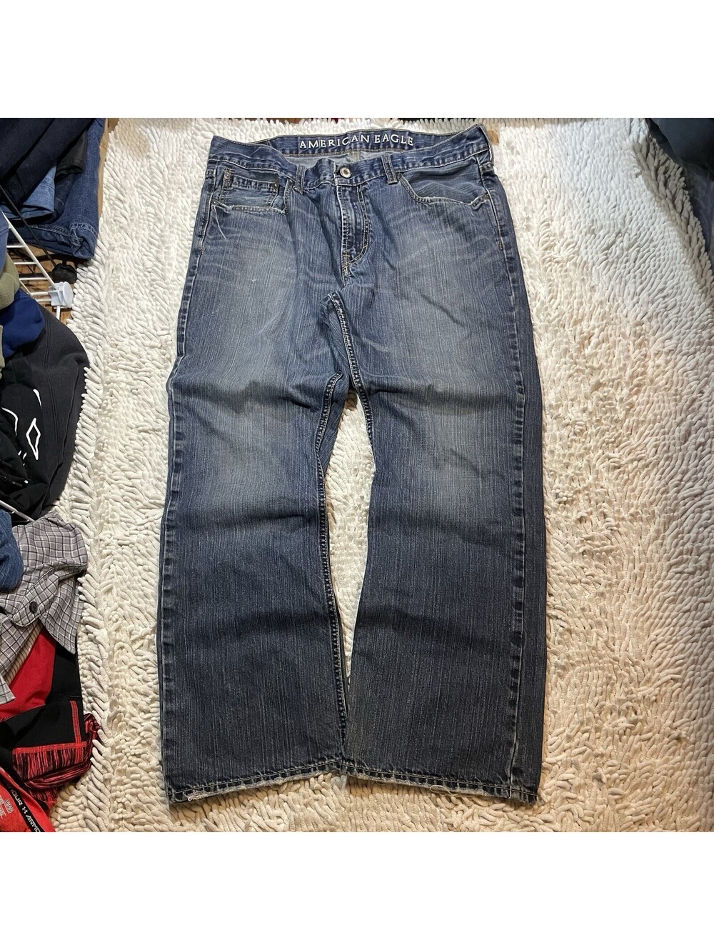 American Eagle Jeans Mens 36x30 Low Rise Bootcut VTG Y2K Regular Wash